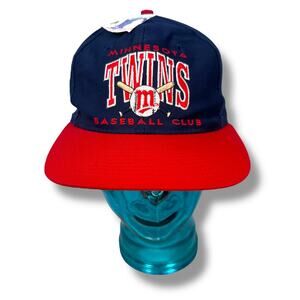 Vintage‎ Eds West Signatures Minnesota Twins Snapback Hat Cap Blue Red 90s New
